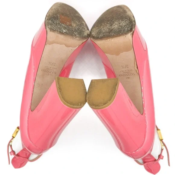 Valentino Tan-Go VLogo Pink Patent Leather Platform Block Heel Pumps - Picture 5 of 8